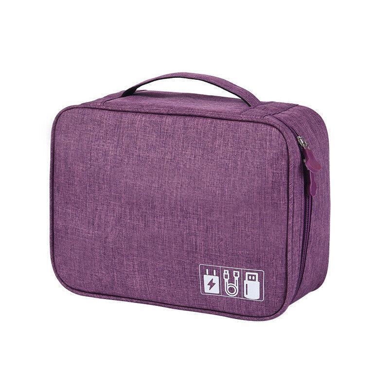 Cable Organizer Bag Charger USB Electronic Accessories Storage Travel Case - Navy