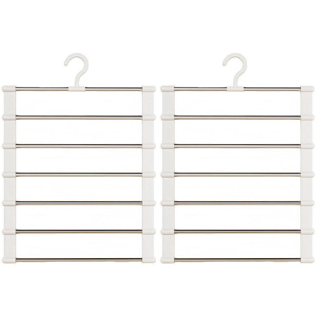 2pcs Multifunctional Folding Trouser Rack Multi Layer Storage Hanging Clothes
