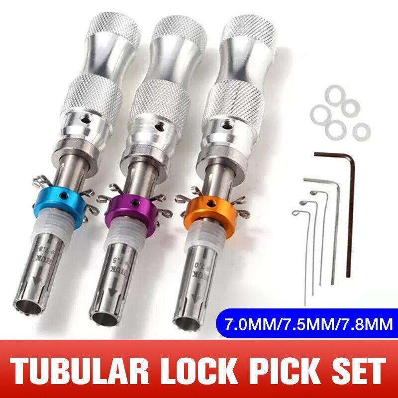 3X Tubular Locksmith Lock Tool Equipment 7.00Mm 7.5Mm 7.8Mm Steel Set Safe Box