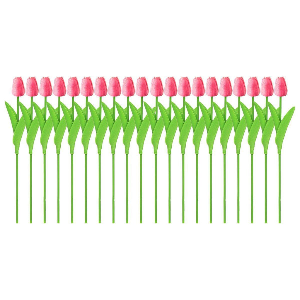 20PCS Real Touch Artificial Tulip Bouquet Fake Flowers for Home Wedding Decor - Pink