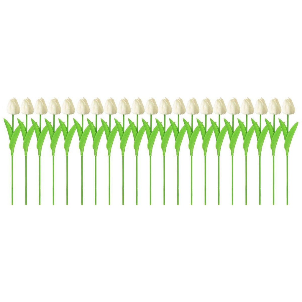 20PCS Real Touch Artificial Tulip Bouquet Fake Flowers for Home Wedding Decor - Yellow