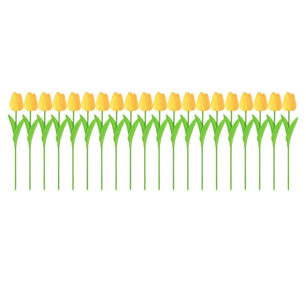 20PCS Real Touch Artificial Tulip Bouquet Fake Flowers for Home Wedding Decor - Yellow