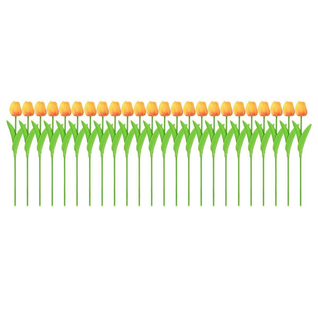 20PCS Real Touch Artificial Tulip Bouquet Fake Flowers for Home Wedding Decor - Yellow