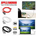 2M USB C Type-C to HDMI Digital TV Adapter Cable For Android Mobile Phone Tablet - White
