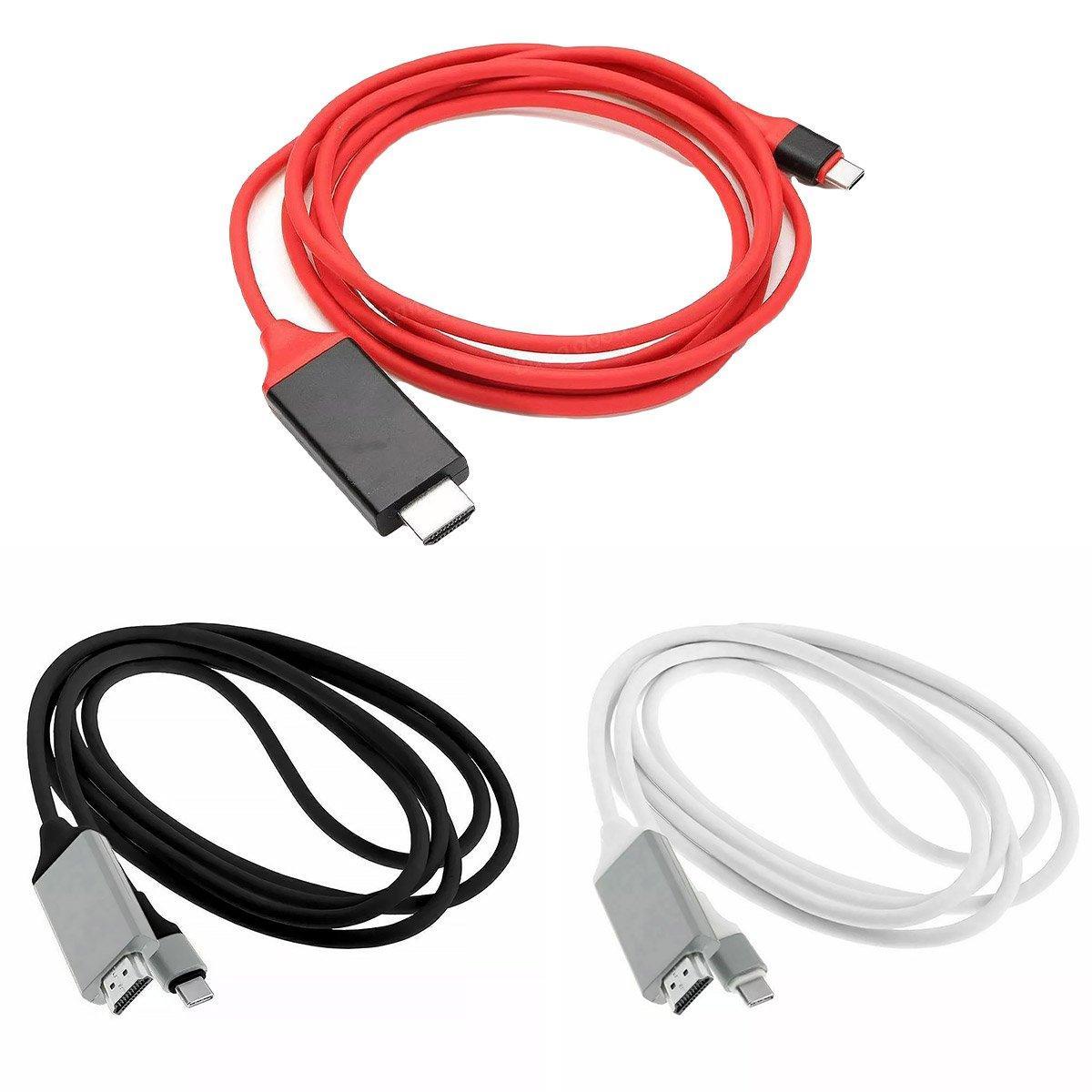 2M USB C Type-C to HDMI Digital TV Adapter Cable For Android Mobile Phone Tablet - White