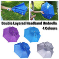 2-Layer Outdoor Foldable Sun Umbrella Hat Fishing Camping Headwear Cap Head Hat - Silver