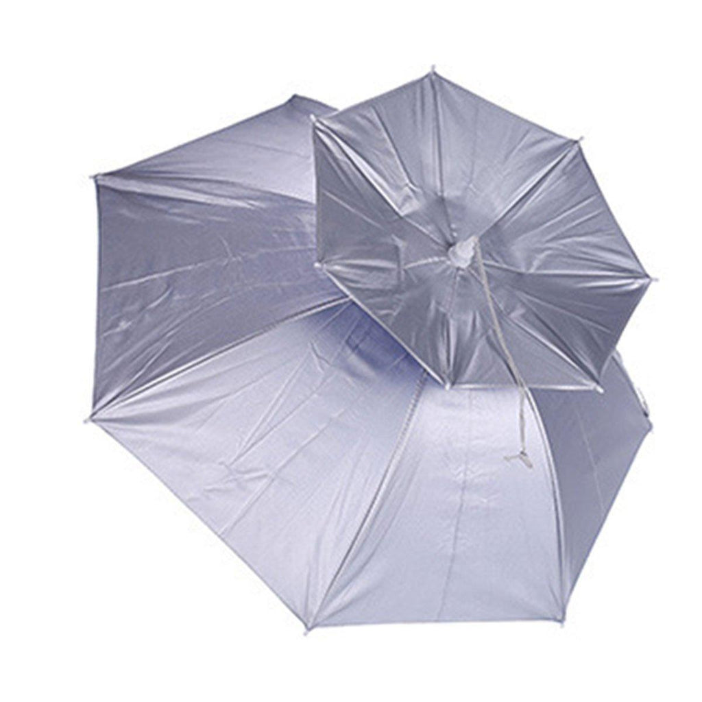2-Layer Outdoor Foldable Sun Umbrella Hat Fishing Camping Headwear Cap Head Hat - Silver