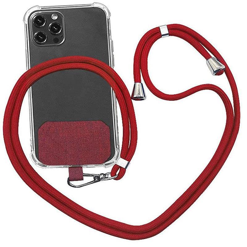 Adjustable Phone Lanyard with Patch for Most Cases Neck Strap Holder - Wine Red