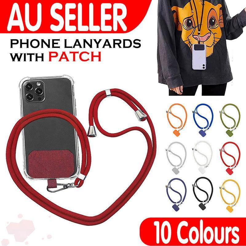 Adjustable Phone Lanyard with Patch for Most Cases Neck Strap Holder - Yellow