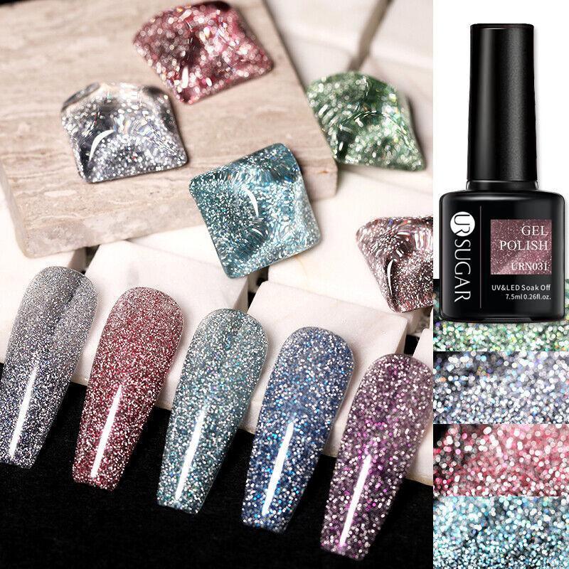 Glitter Nail Gel Polish UV LED Soak Off Varnish Colour Manicure Top Base Coat - UR-03