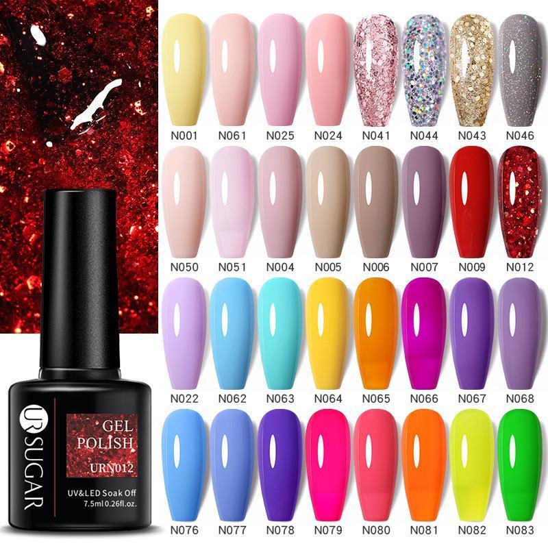 Glitter Nail Gel Polish UV LED Soak Off Varnish Colour Manicure Top Base Coat - UR-12