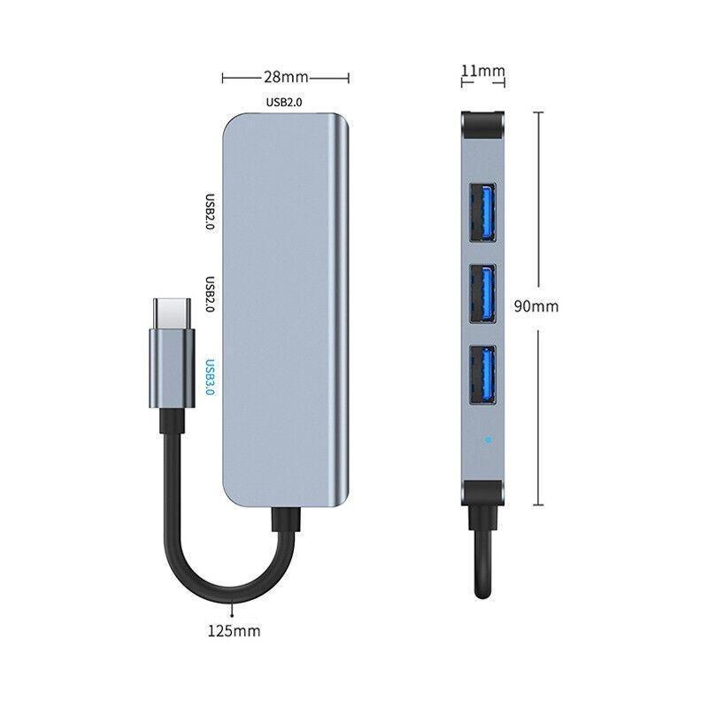 8/6/4-In-1 Usb-C Hub Adapter Type-C Hub Hdmi For Macbook Pro/Air Ipad Pro Laptop - 4-IN-1