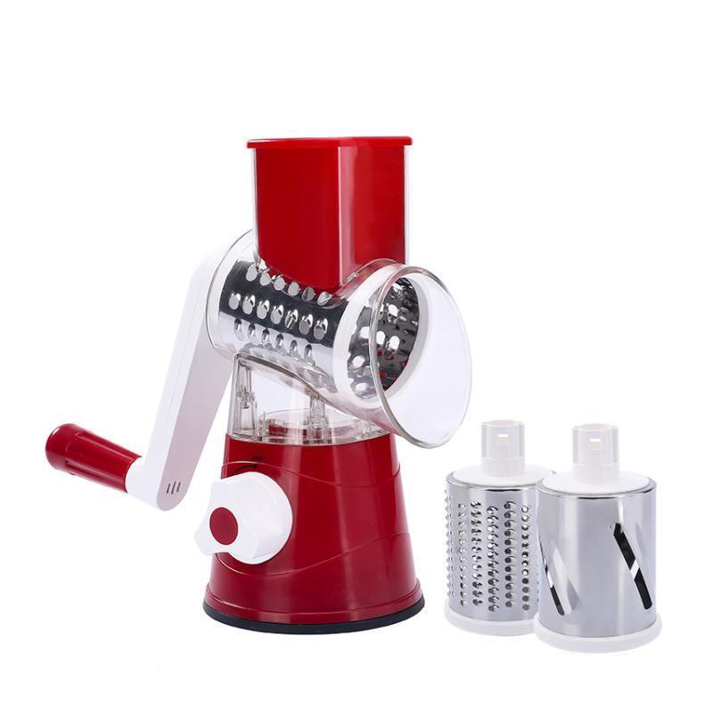 Kitchen Vegetable Fruit Slicer Cutter Shredder Food Manual Rotary Grater Chopper - Green