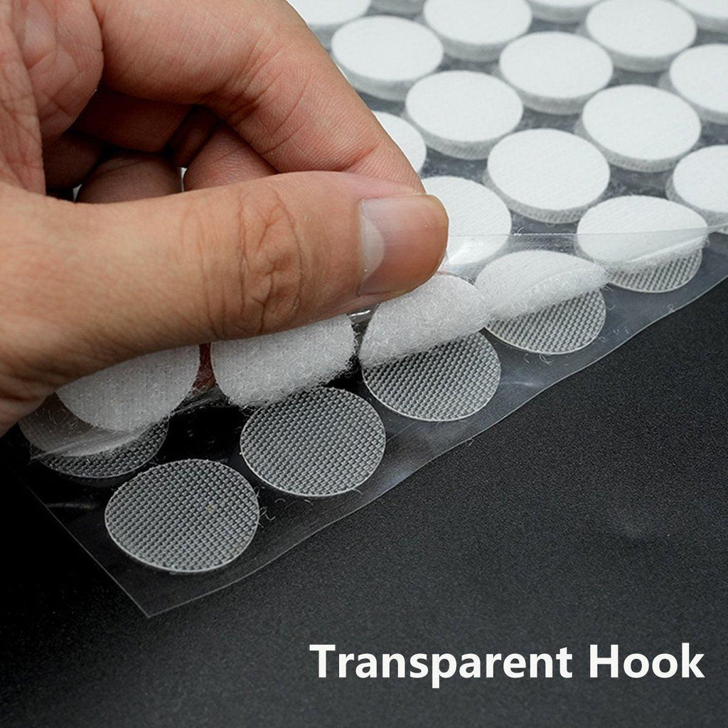 Strong Sticky Round Self Adhesive Dots DIY Bond Tape No Mark Fasteners - Transparent 102 Pairs - 15mm