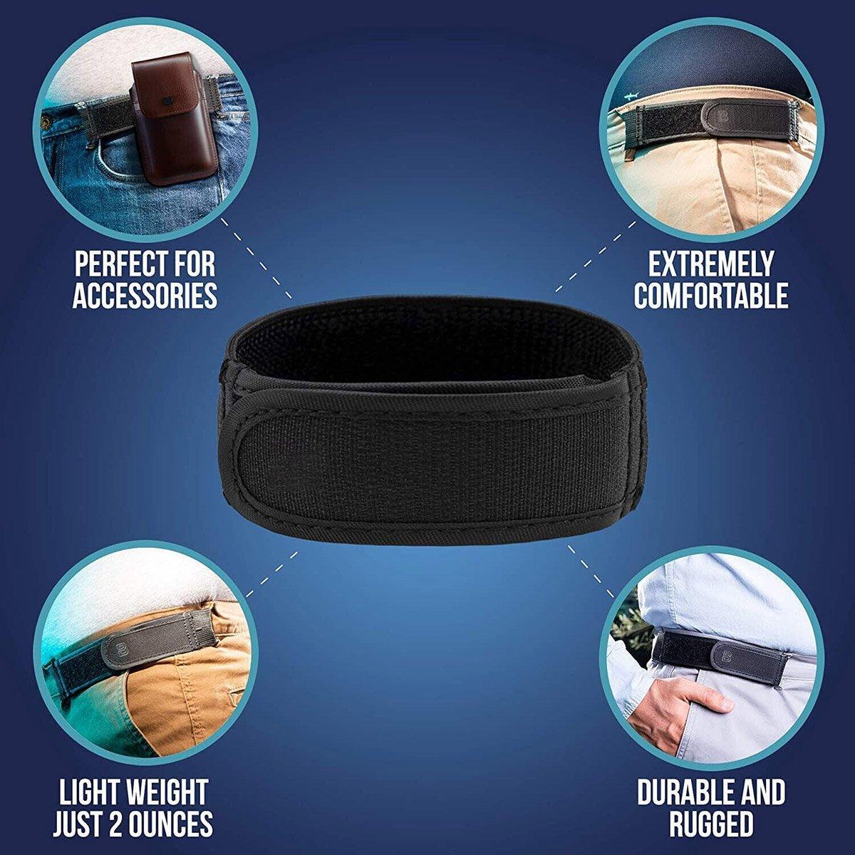 Adjustable Elastic Nylon Belt No Buckle Velcro Leisure Convenient Waistband - Brown-M