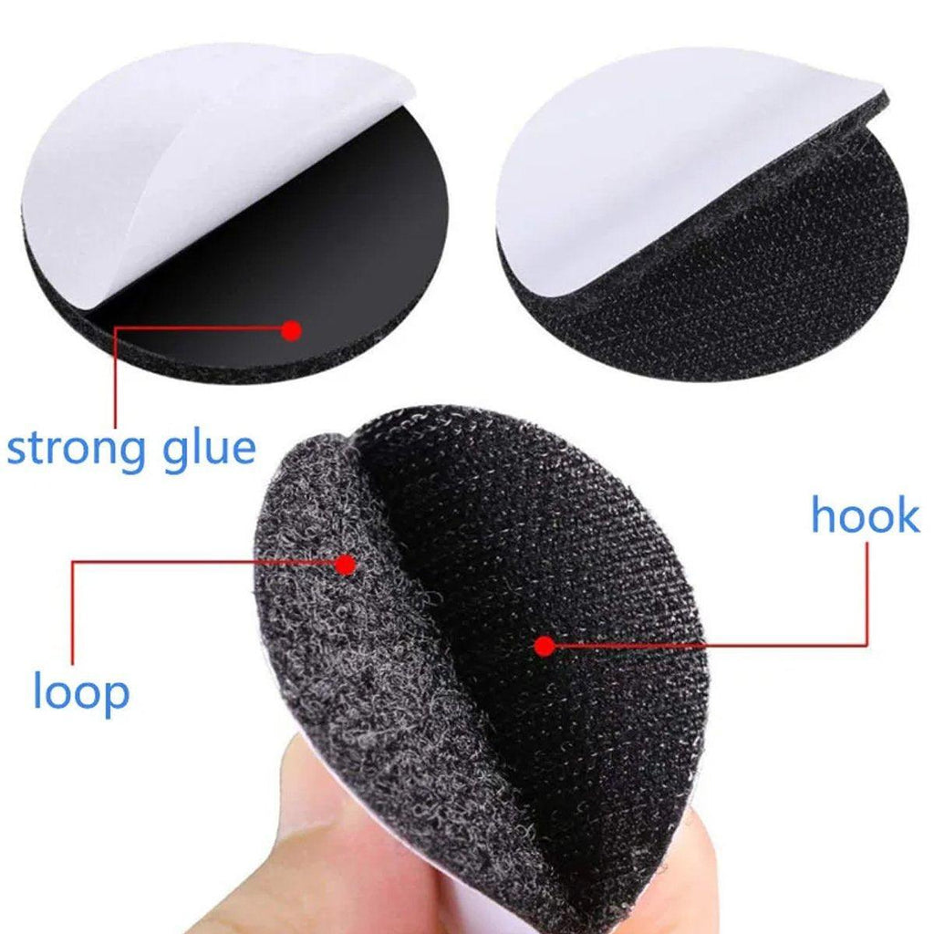 Strong Sticky Round Self Adhesive Dots DIY Bond Tape No Mark Fasteners - Black 20Pairs - 20mm