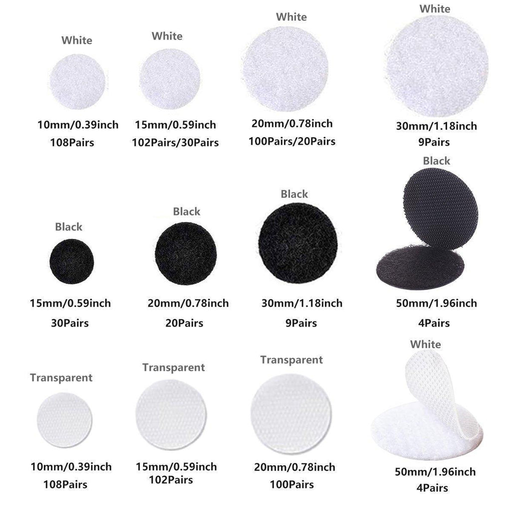 Strong Sticky Round Self Adhesive Dots DIY Bond Tape No Mark Fasteners - White 30Pairs - 15mm