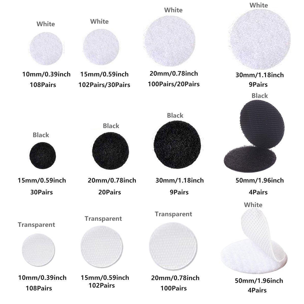 Strong Sticky Round Self Adhesive Dots DIY Bond Tape No Mark Fasteners - White 9 Pairs - 30mm