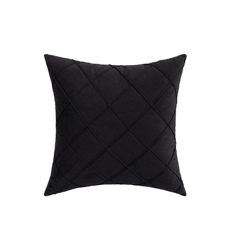 Velvet Cushion Cover Pleated Checked Plaid Plush Decorative Lounge Cushion Cover - Pink