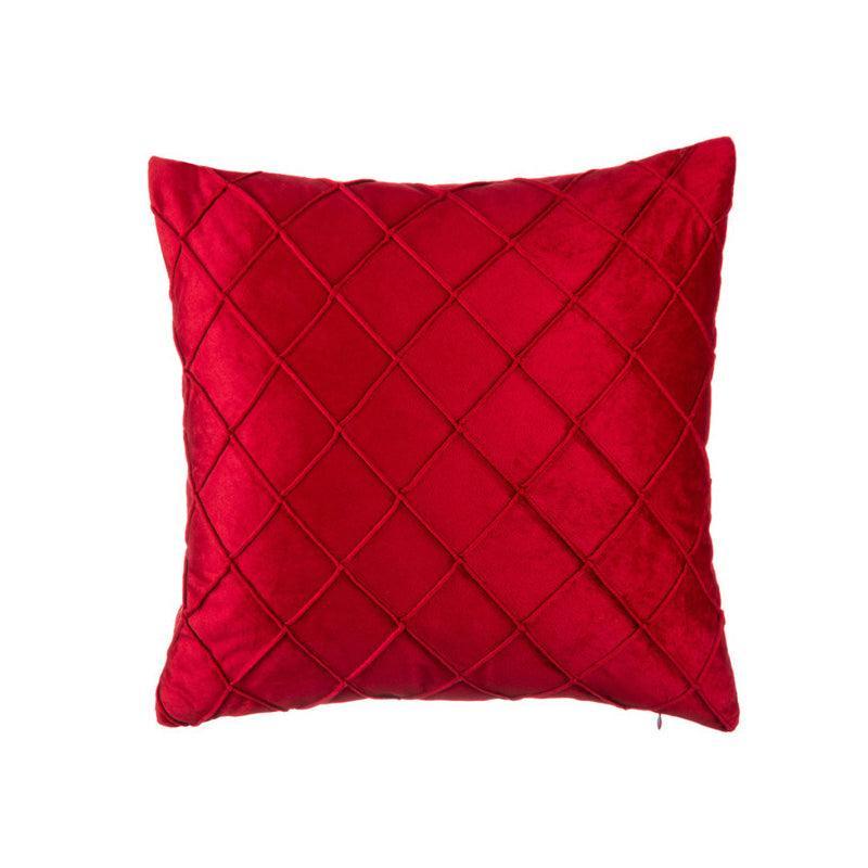 Velvet Cushion Cover Pleated Checked Plaid Plush Decorative Lounge Cushion Cover - Pink
