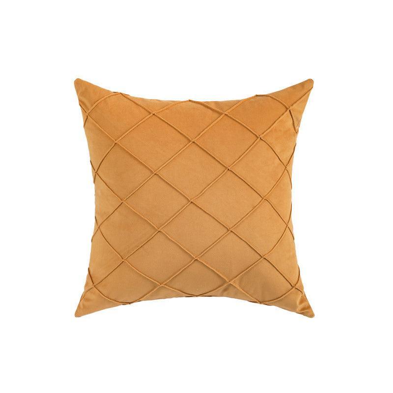 Velvet Cushion Cover Pleated Checked Plaid Plush Decorative Lounge Cushion Cover - White