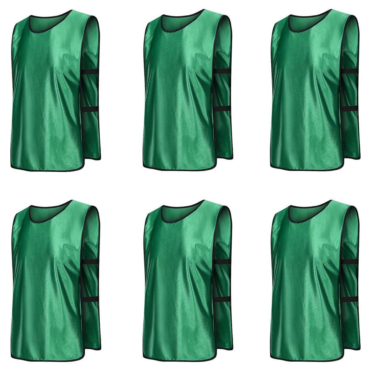 6X Sports Training Bibs Soccer Vests Group Team Bibs Basketball Cricket Football - Grass Green-L
