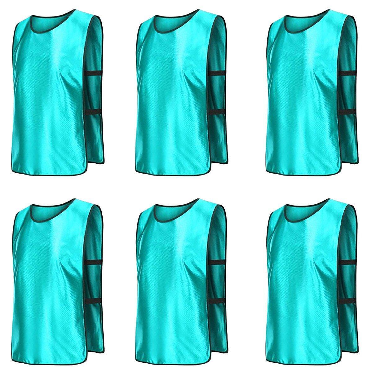 6X Sports Training Bibs Soccer Vests Group Team Bibs Basketball Cricket Football - Grass Green-L