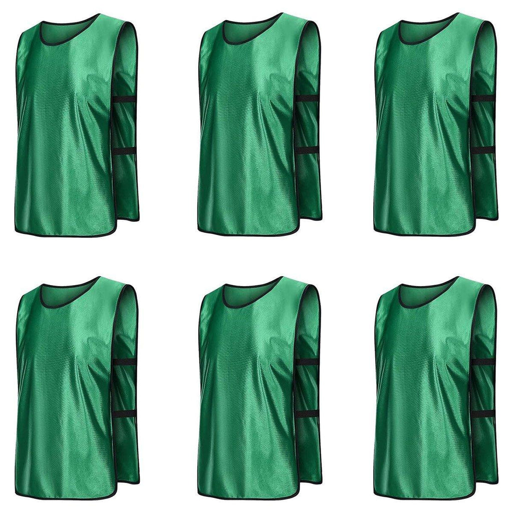 6X Sports Training Bibs Soccer Vests Group Team Bibs Basketball Cricket Football - Grass Green-L