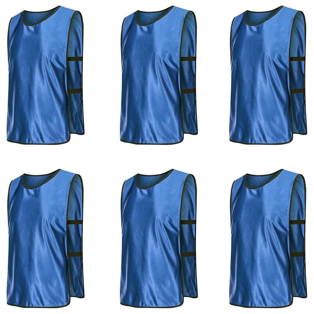 6X Sports Training Bibs Soccer Vests Group Team Bibs Basketball Cricket Football - Lake Blue-S