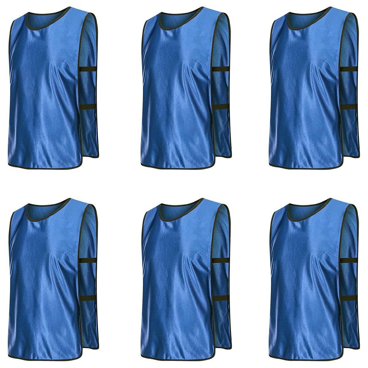 6X Sports Training Bibs Soccer Vests Group Team Bibs Basketball Cricket Football - Lake Blue-S