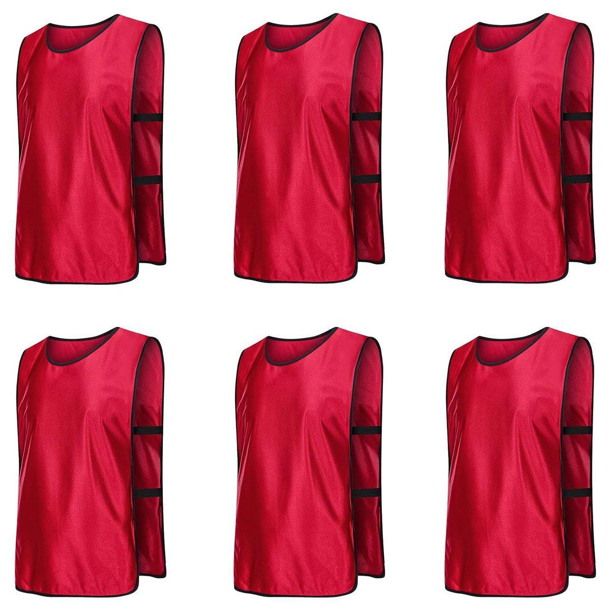 6X Sports Training Bibs Soccer Vests Group Team Bibs Basketball Cricket Football - Pink-S