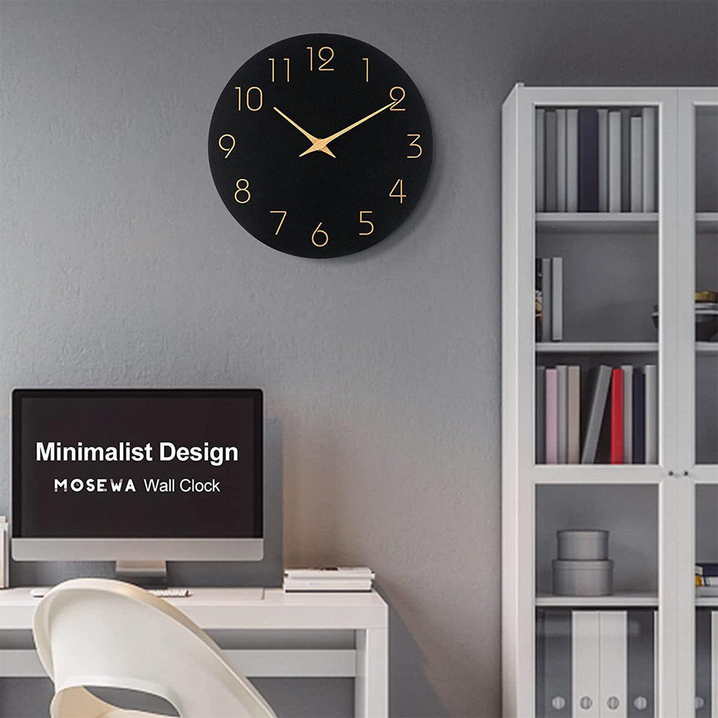 12 Inch Digital Wall Clock Simple Hanging Watch for Living Room Home Decoration - Black