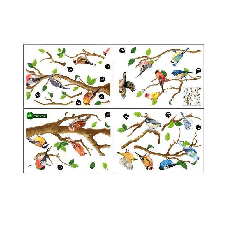 130x65cm Removable Wall Stickers Birds On Tree Branch Wall Decor Decal Home