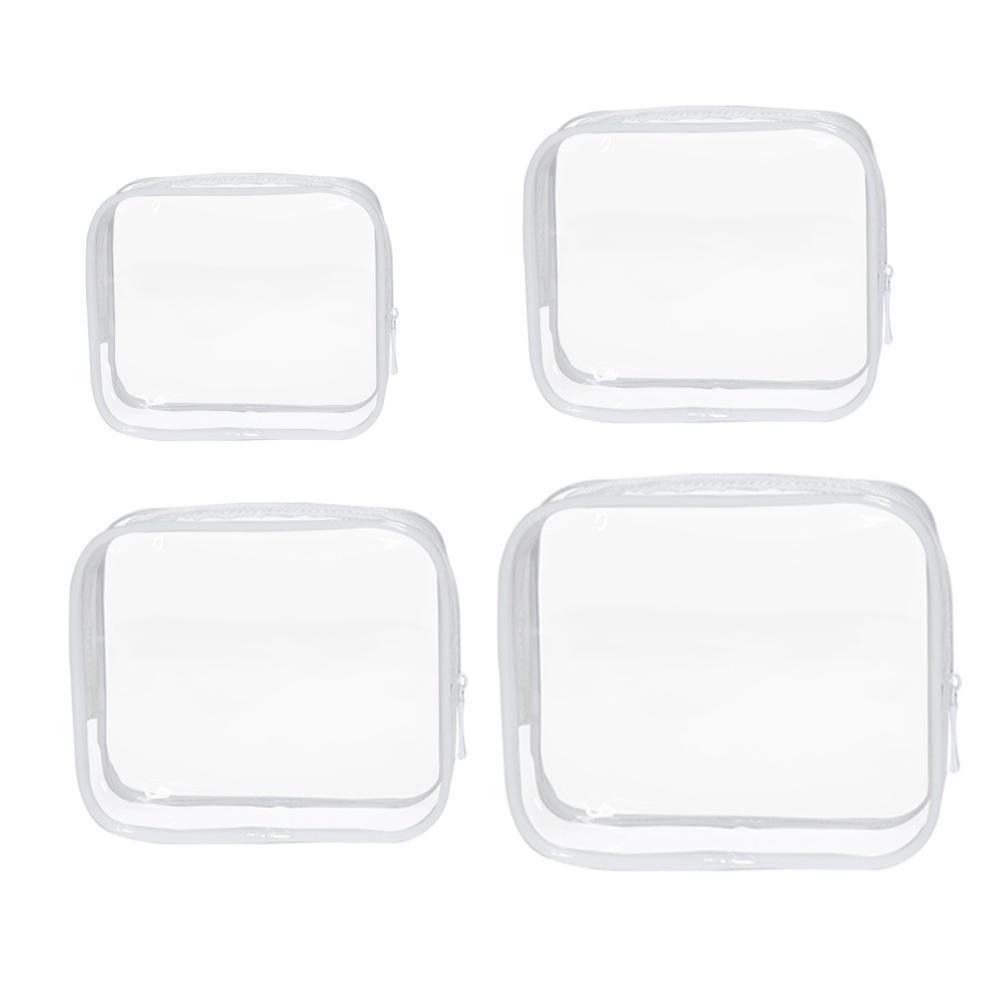 4pcs Durable PVC Cosmetic Bags Easy to Clean Multiple Sizes and Colours 9 Shades - 4pcs-Banana