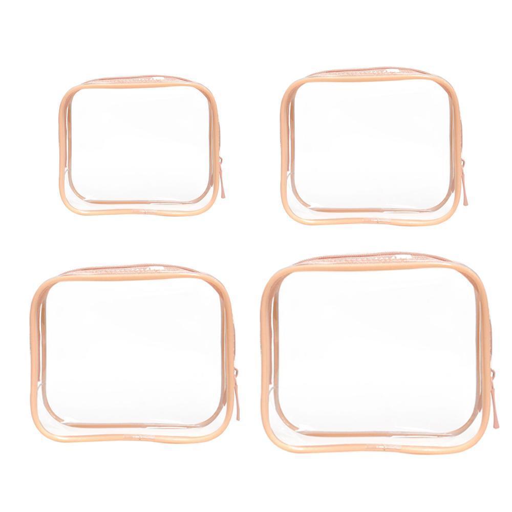 4pcs Durable PVC Cosmetic Bags Easy to Clean Multiple Sizes and Colours 9 Shades - 4pcs-Barbie-Pink