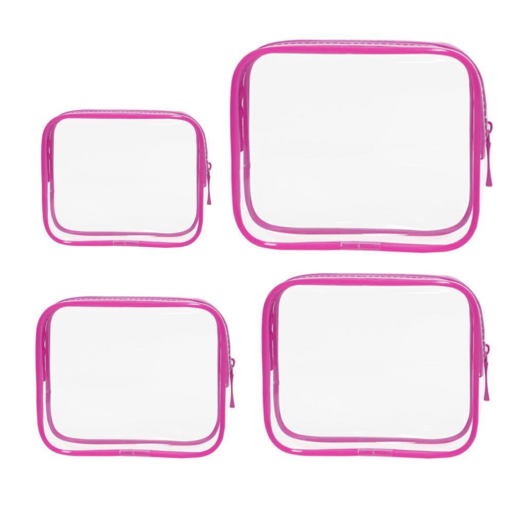 4pcs Durable PVC Cosmetic Bags Easy to Clean Multiple Sizes and Colours 9 Shades - 4pcs-Black