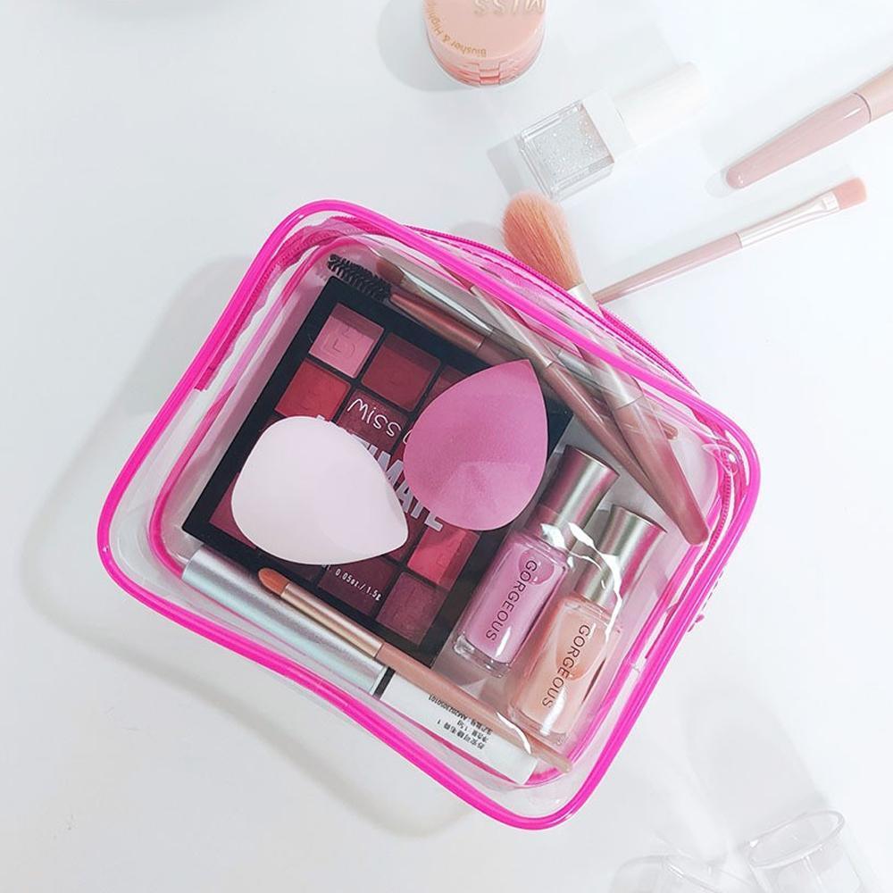 4pcs Durable PVC Cosmetic Bags Easy to Clean Multiple Sizes and Colours 9 Shades - 4pcs-Coffee