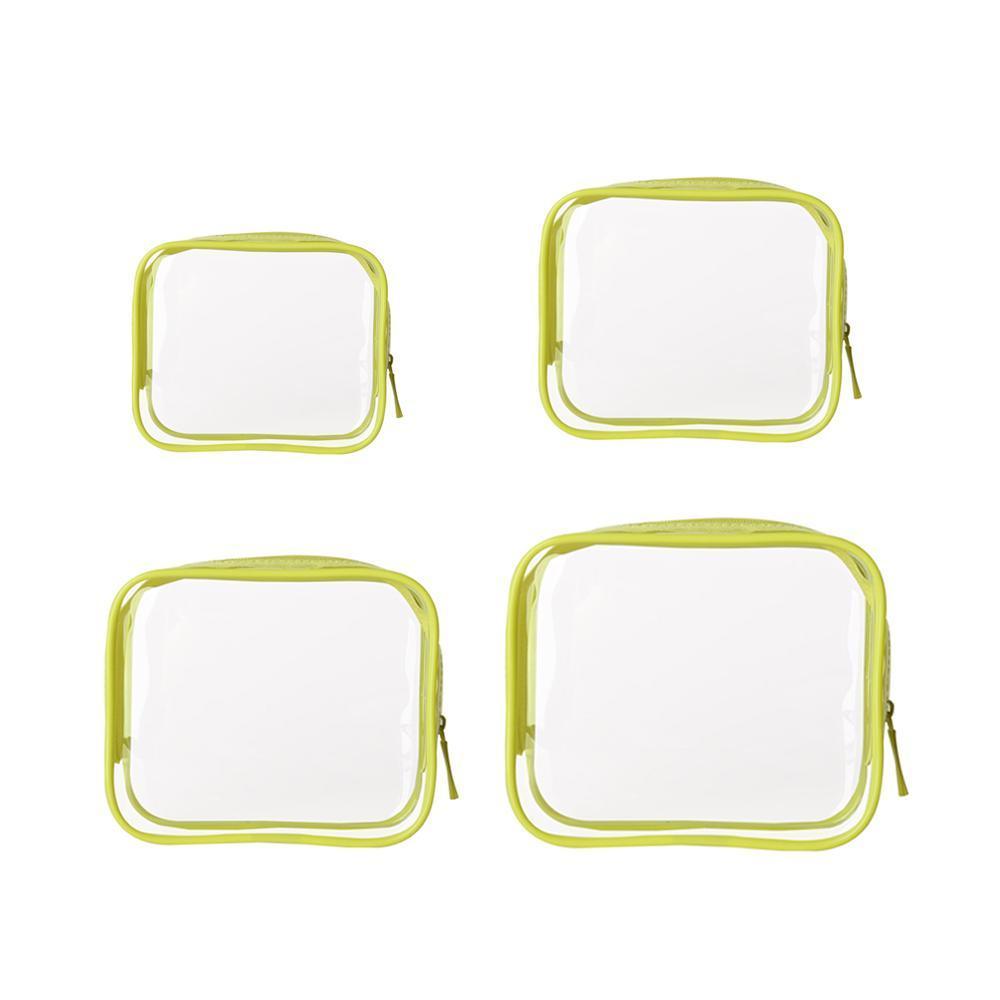 4pcs Durable PVC Cosmetic Bags Easy to Clean Multiple Sizes and Colours 9 Shades - 4pcs-Coffee