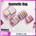 4pcs Durable PVC Cosmetic Bags Easy to Clean Multiple Sizes and Colours 9 Shades - 4pcs-Peach-Powder