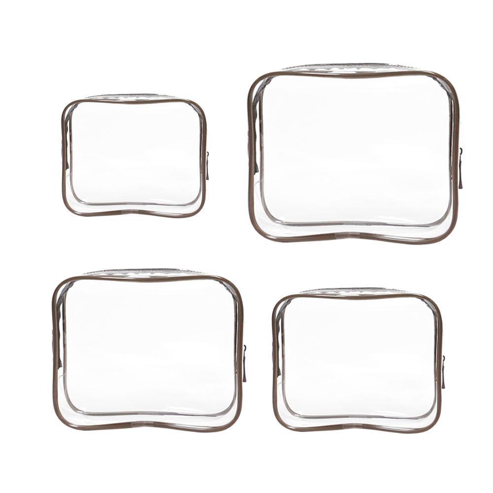 4pcs Durable PVC Cosmetic Bags Easy to Clean Multiple Sizes and Colours 9 Shades - 4pcs-White