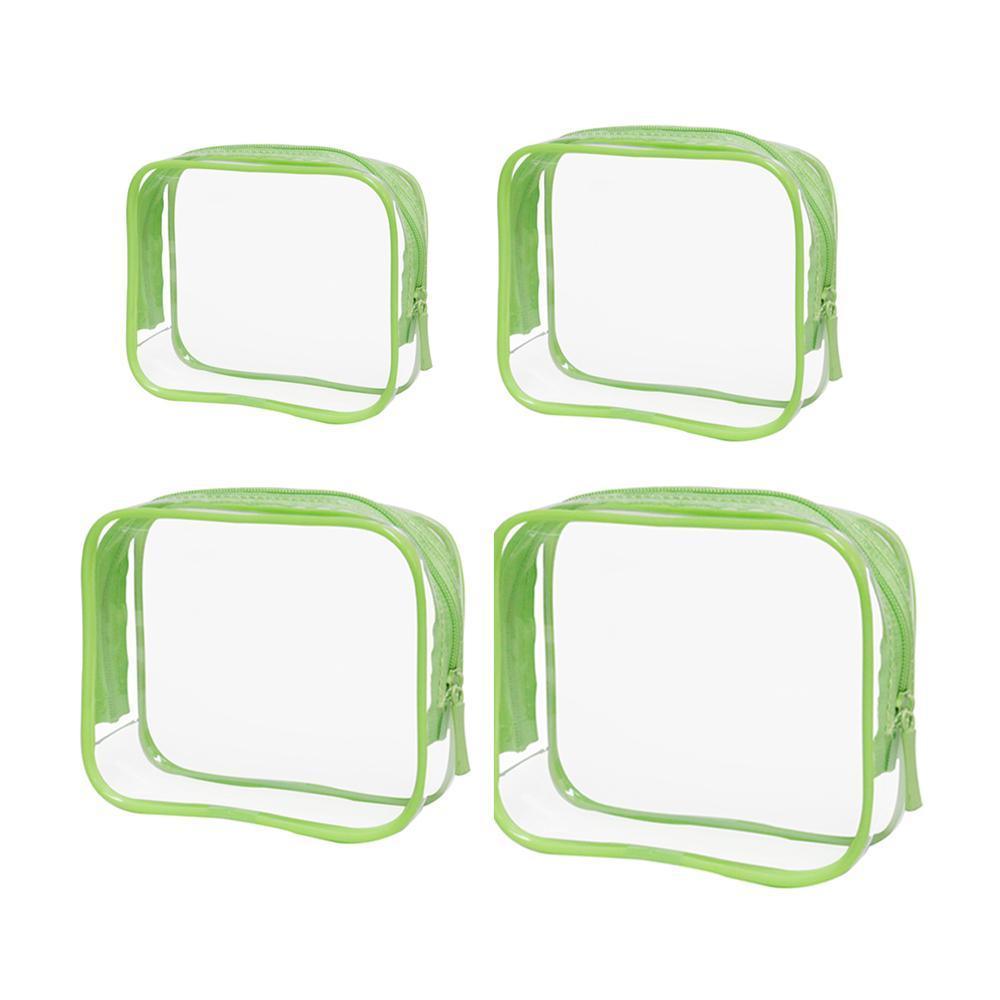 4pcs Durable PVC Cosmetic Bags Easy to Clean Multiple Sizes and Colours 9 Shades - 4pcs-White