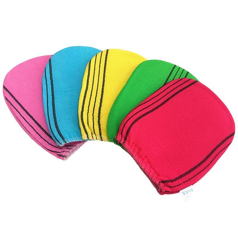 Fiber Cleaner Bath Glove Exfoliating Towel Body Rub Shower Scrub Glove Washcloth - Pink