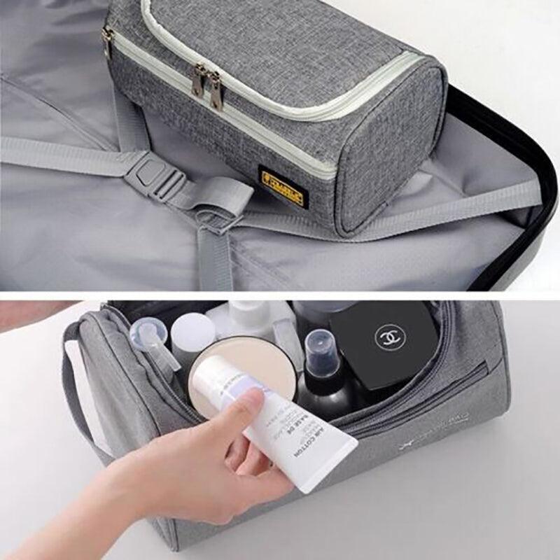 Large Capacity Men Travel Toiletry Kit Wash Bag Waterproof Cosmetic Bags Holder - Grey