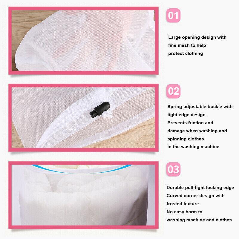 Laundry Washing Mesh Net Bag Drawstring Delicate Cloth Cleaning Clothes Lingerie - XL (80*60CM)