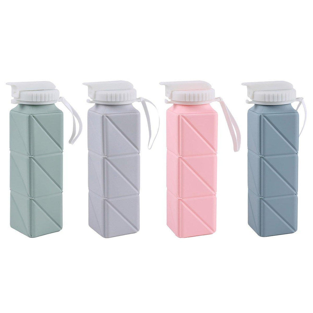 620ml Silicone Folding Water Bottle Food Grade Outdoor Sports Kettle High Temp - Green