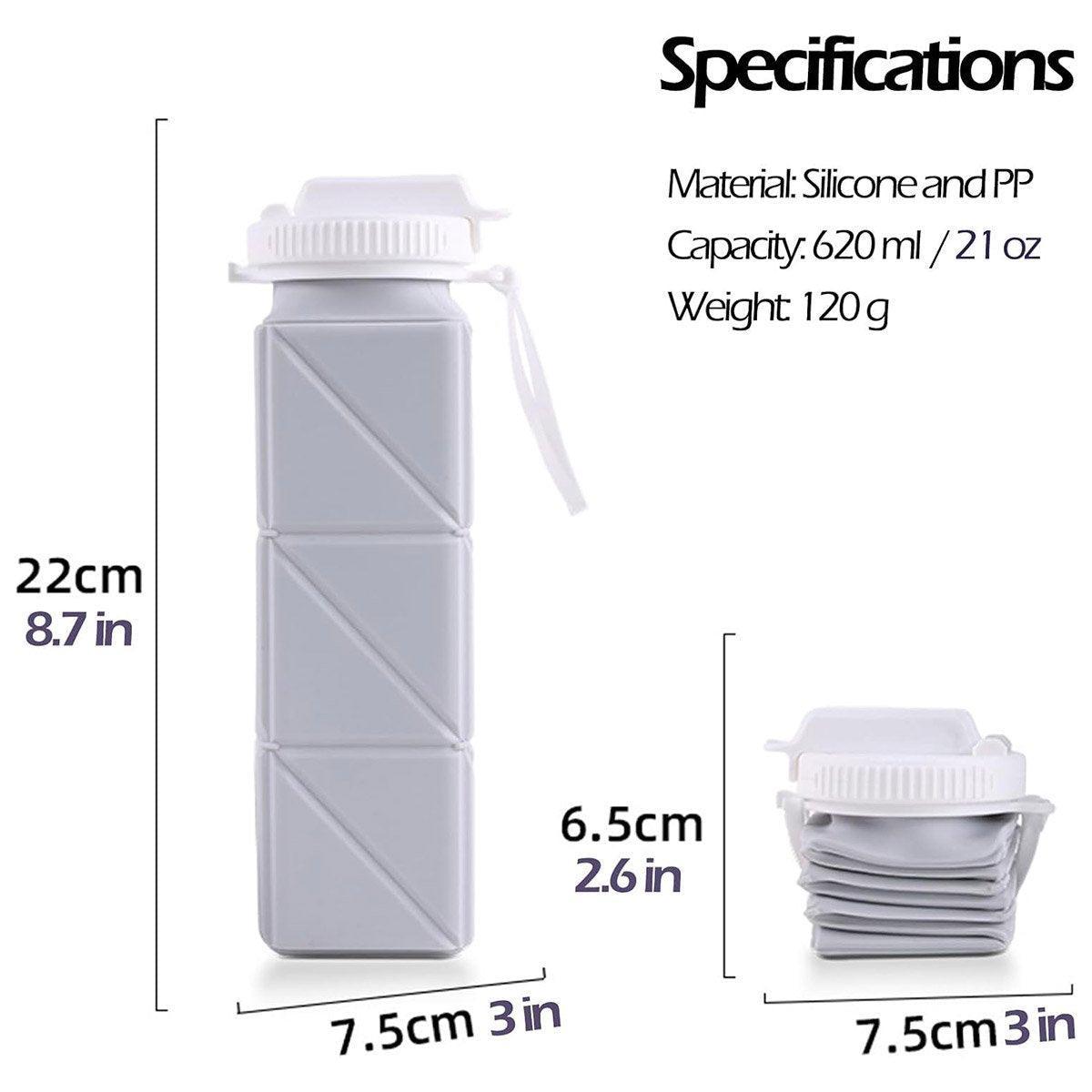 620ml Silicone Folding Water Bottle Food Grade Outdoor Sports Kettle High Temp - Green