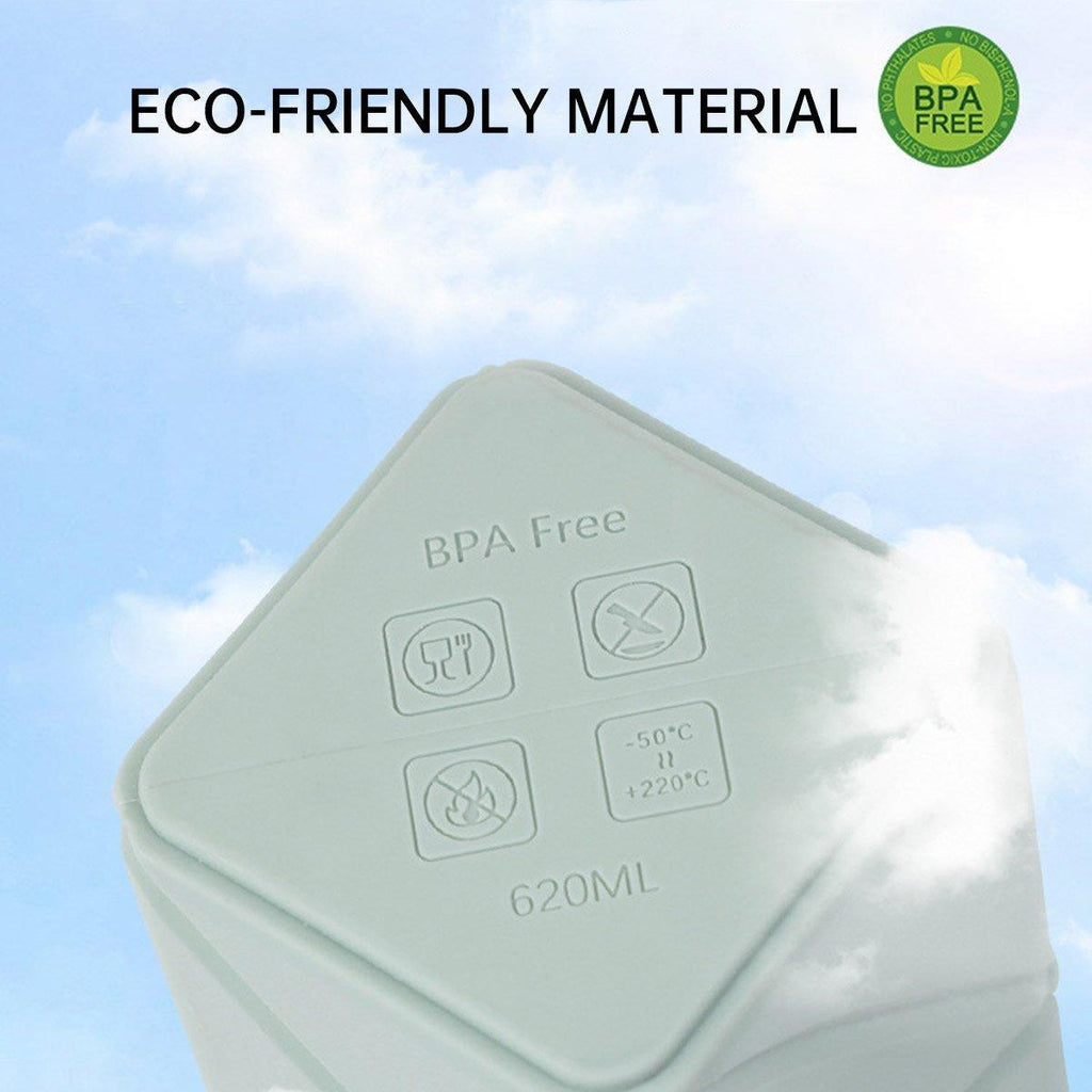 620ml Silicone Folding Water Bottle Food Grade Outdoor Sports Kettle High Temp - Green