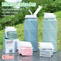 620ml Silicone Folding Water Bottle Food Grade Outdoor Sports Kettle High Temp - Gray