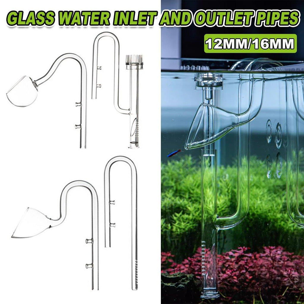 Aquarium Glass Inlet Outlet Pipe Fish Tank Filter Oil Film Remover Plant Holder - Hemispherical outlet-16mm