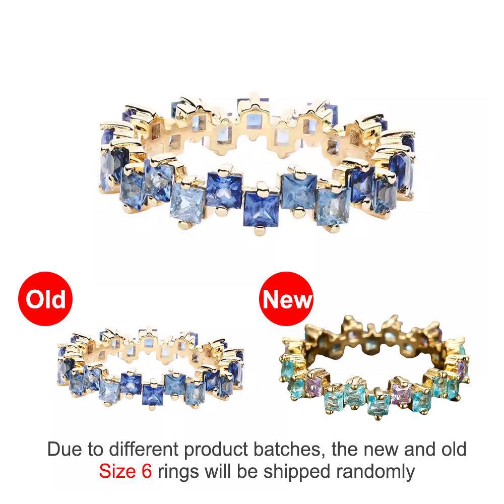 Square Design 1.2ct Simulated Diamond Women Engagement Ring Rose Gold Plated - Water Blue-Size 10